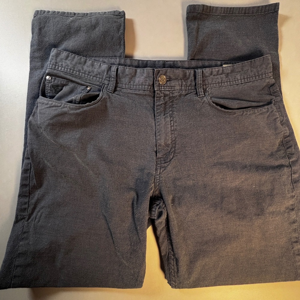 English Laundry Mens 36x32 Blue Micro‎ Check Stretch Chino Pants Slim Casual